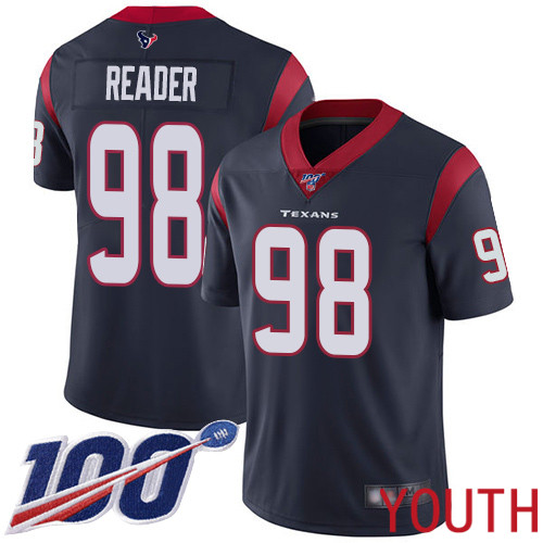 Houston Texans Limited Navy Blue Youth D J  Reader Home Jersey NFL Football #98 100th Season Vapor Untouchable->youth nfl jersey->Youth Jersey